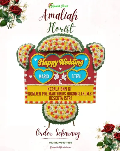 Karangan Papan Bunga Pernikahan di Mangunjaya